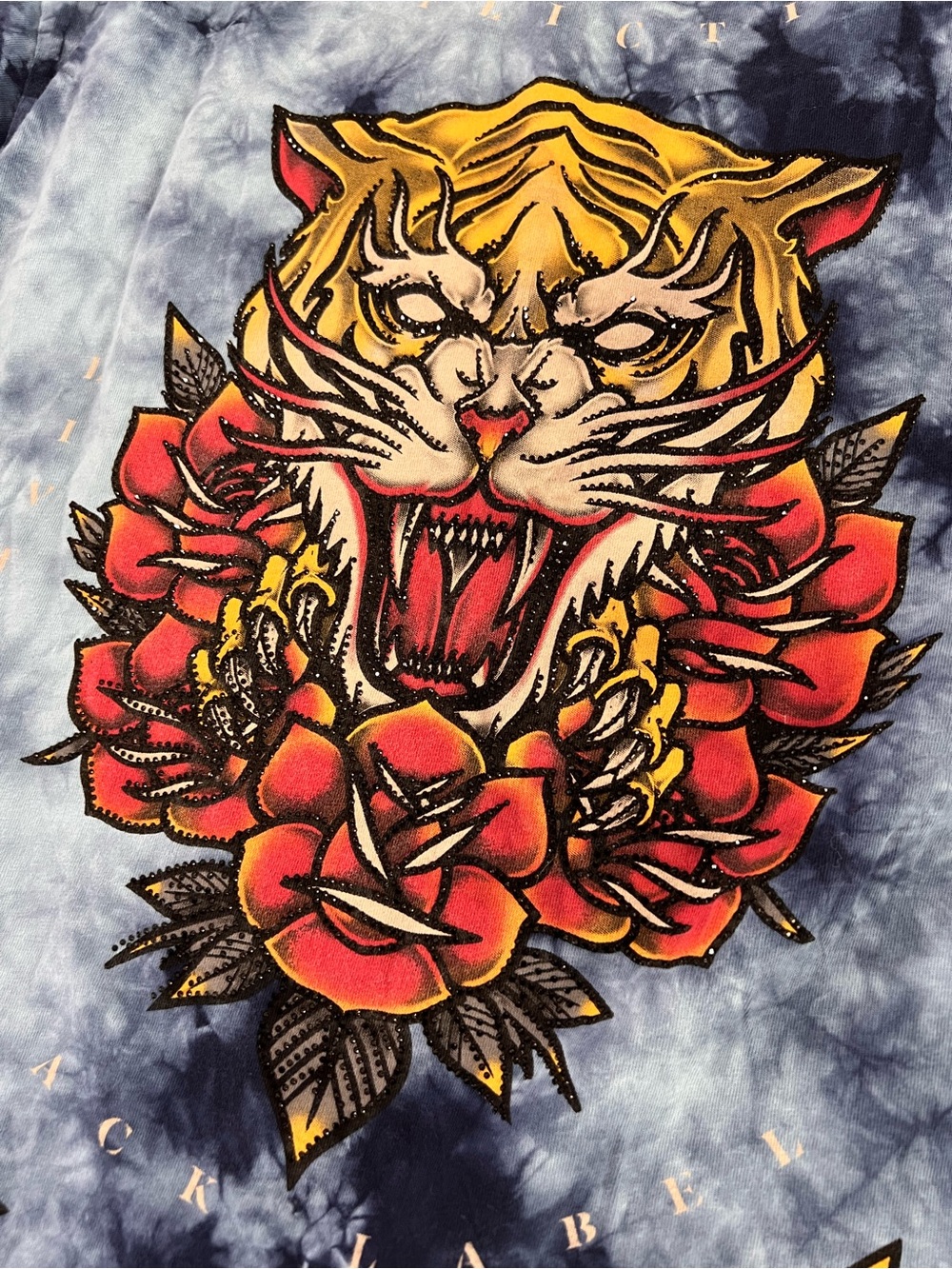 Affliction T Shirt Men’s XL Tie Dye Tiger Studded Roses Rhinestones B24 - Picture 9 of 10
